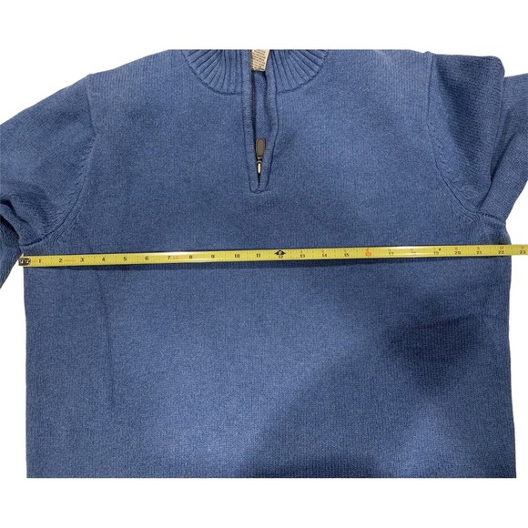 L.L. LL Bean Sweater Blue 1/4 Zip Mock Neck Cotton Pullover Men's Medium M‎ - Picture 6 of 7